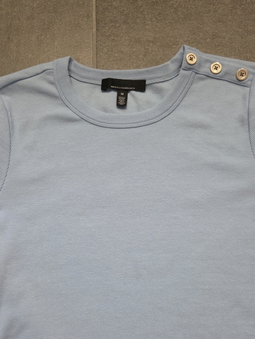 WHBM Button Shoulder Tee - Picture 2 of 5